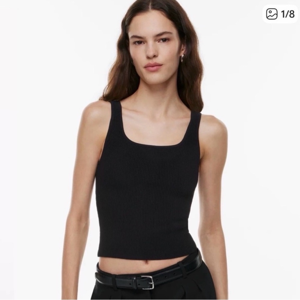 New Babaton Black Sculpt Ribbed Tank Top